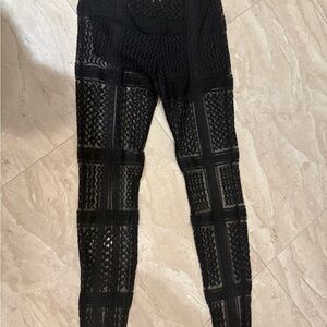 CHANEL Black Lace Pants Leggings - Size 36
